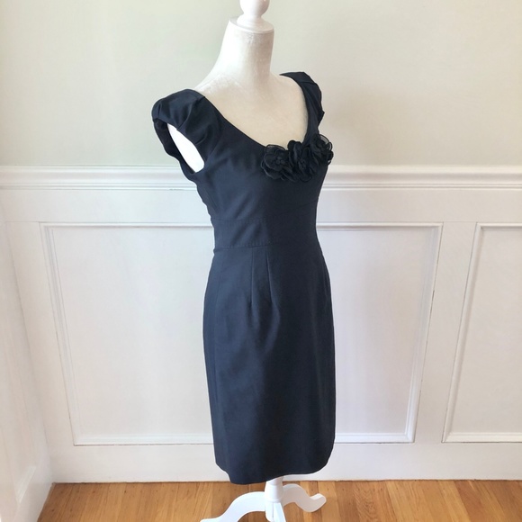 REBECCA TAYLOR Wool Blend Sheath Dress Navy Blue 6 - Picture 3 of 5